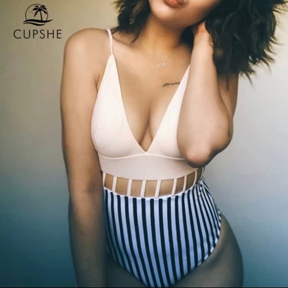 NWT CUPSHE Hi Waisted Backless One-Piece Swimsuit - Picture 2 of 10